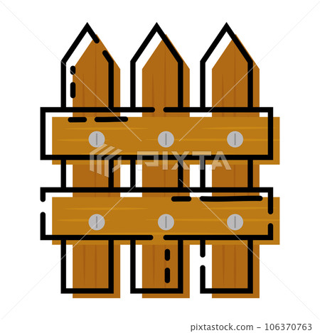 Isolated colored wooden fence sketch icon Vector 106370763