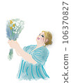 穿著藍色裙子和鮮花的女人 106370827