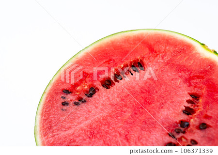 Fresh watermelon on white background 1/2 cut left space 106371339