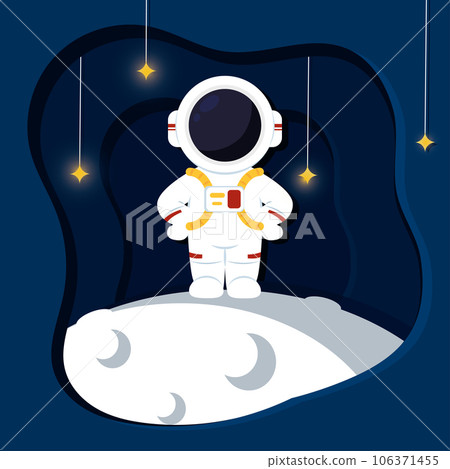 Layered view of outer space with an astronaut on moon Vector 106371455