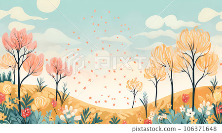 手绘卡通清新漂亮的花草风景艺术感背景图案 手绘卡通清新漂亮的花草风景艺术感背景图案 106371648