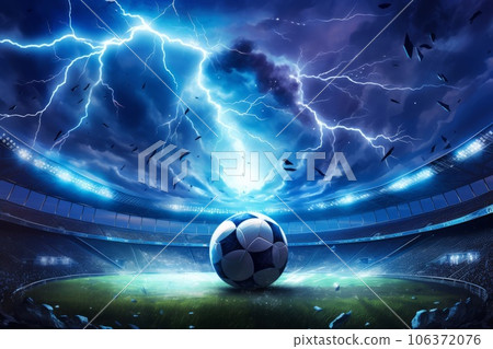Soccer ball and stadium AI-generated image AI image 106372076
