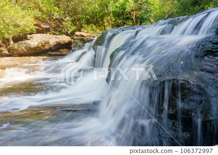 Waterfall at Phu Kradueng national park, Loei Thailand, beautiful landscape of waterfalls in rainforest Waterfall at Phu Kradueng national park, Loei Thailand, beautiful landscape of waterfalls in rainforest 106372997