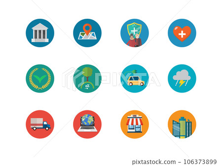 Business Flat Style Circle Icons Set Collection Business Flat Style Circle Icons Set Collection 106373899