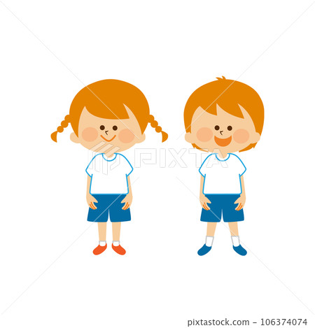 運動會：孩子們微笑著站著 106374074