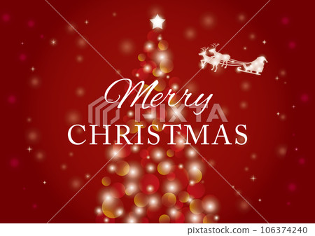 Red background with christmas tree and santa claus - Stock Illustration ...