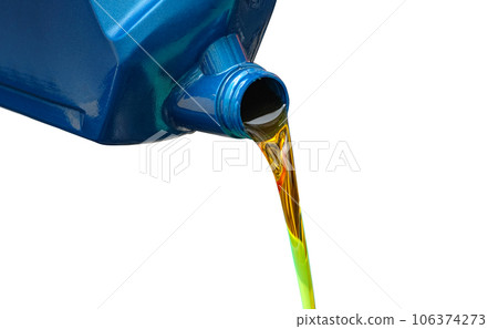 Refueling and pouring oil quality into the engine motor car Transmission and Maintenance Gear .Energy fuel concept.on white background 106374273