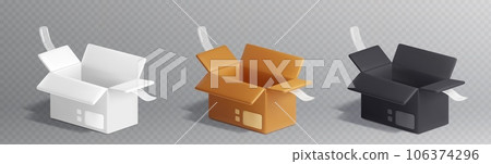 3d open cardboard parcel box package vector icon 3d open cardboard parcel box package vector icon 106374296