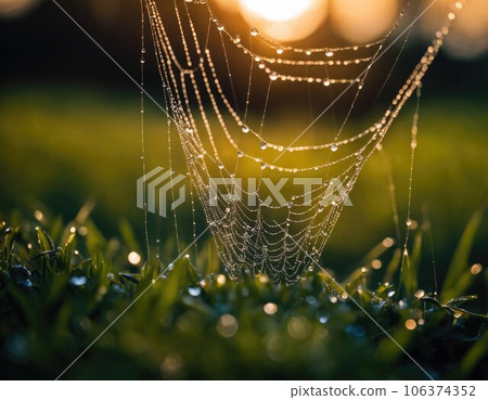 Spider web in dew drops. Spider web in dew drops. 106374352