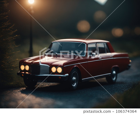 Retro car on the road. 106374364
