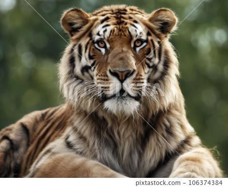 Portrait of a huge and fluffy tiger. Portrait of a huge and fluffy tiger. 106374384