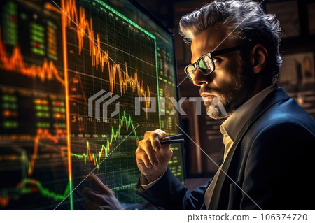 Programmer at work. Work after midnight in front of the monitor. Inspiration to create the latest programs. 106374720