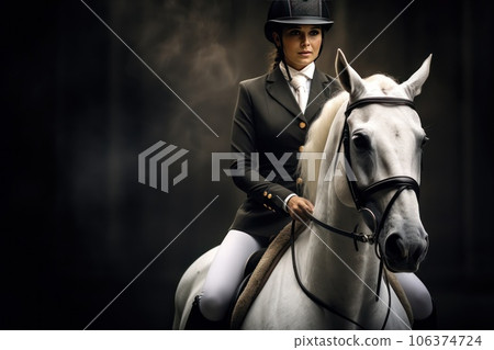 Dressage horse portrait before the competition. 106374724