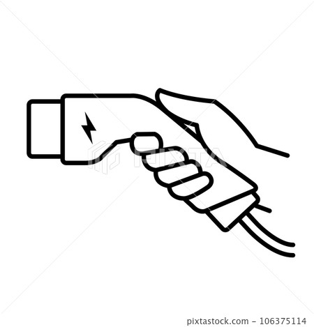 Hand hold connector of charger icon, electric car charging plug, vector 106375114