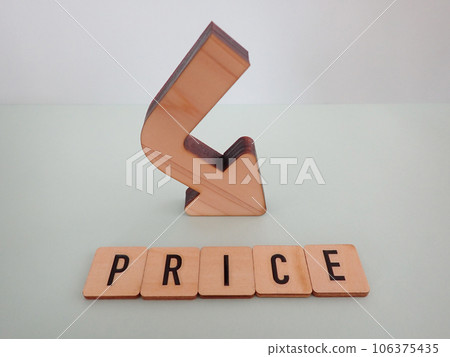 帶有向下箭頭和空格的 PRICE 一詞 帶有向下箭頭和空格的 PRICE 一詞 106375435