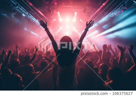 Large group of young people are dancing in a nightclub. Large group of young people are dancing in a nightclub. 106375627