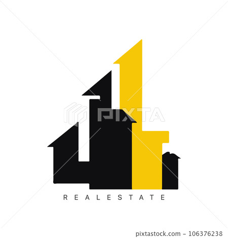 Real estate logo design with line art style. City building vector abstract for Logo Design Inspiration Real estate logo design with line art style. City building vector abstract for Logo Design Inspiration 106376238