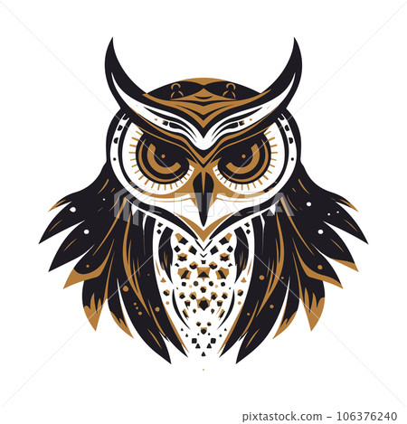 Modern abstract vector illustration of owl with brown undertone. Modern abstract vector illustration of owl with brown undertone. 106376240