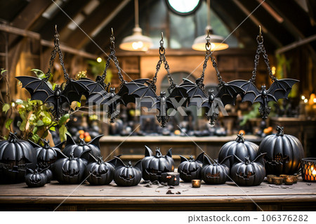 Background with Halloween bats Generative AI 106376282