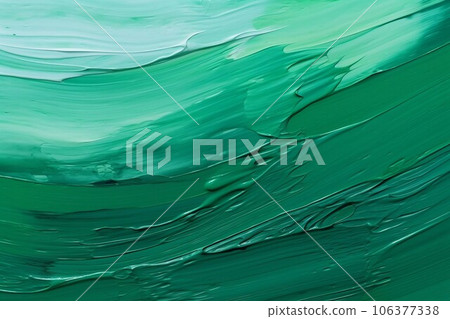 三維油畫/彩色抽象背景橫幅）厚厚的白色和綠色油漆。 AI生成圖像 106377338
