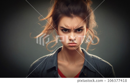Angry woman with a stern look - AI generated image 106377418