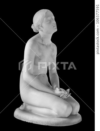 Ancient statue. Nymph with a Scorpion sculpture of Lorenzo Bartolini. Masterpiece isolated photo with clipping path 106377591