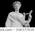 Ancient sculpture of muse. Statue woman with lyre isolated photo with clipping path 106377616