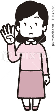 Full body illustration of a woman with four fingers on her right hand Full body illustration of a woman with four fingers on her right hand 106377850