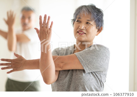 Senior couple stretching 106377910