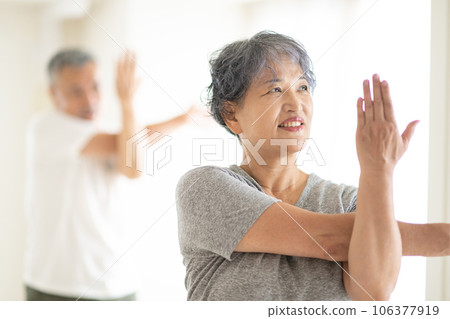 Senior couple stretching 106377919