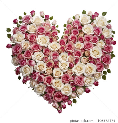Pink heart-shaped rose flower on white background AI image generation Pink heart-shaped rose flower on white background AI image generation 106378174