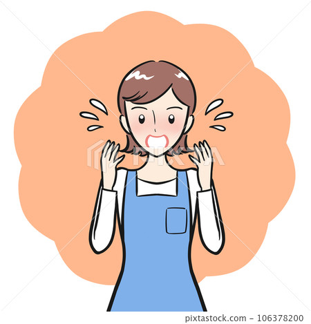 A young woman in an apron who gets red in trouble 106378200