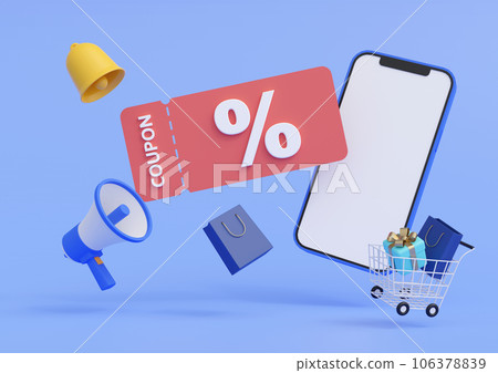 3DCG|Enjoy shopping with smartphones and electronic coupons 3DCG|Enjoy shopping with smartphones and electronic coupons 106378839