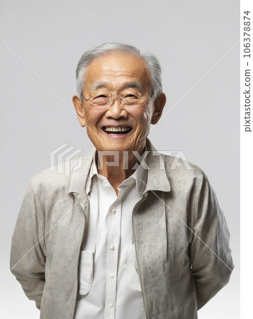 Portrait of a cheerful senior man AI image generation 106378874