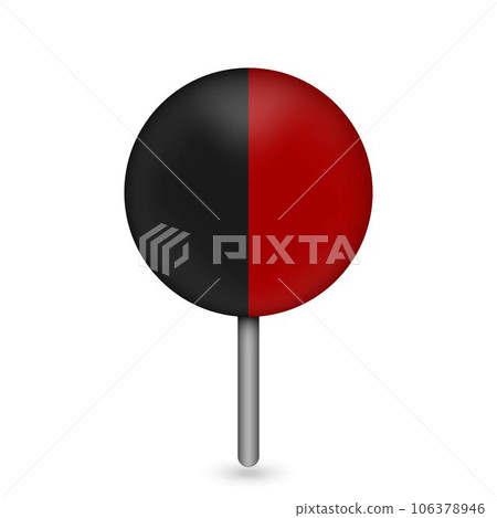 Map pointer with Aosta Valley Flag. Region of Italy. Vector illustration. Map pointer with Aosta Valley Flag. Region of Italy. Vector illustration. 106378946
