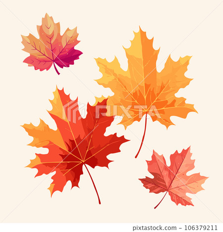 紅色與橘色楓葉 106379211