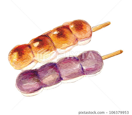 Watercolor illustration Japanese sweets dumpling set 106379953