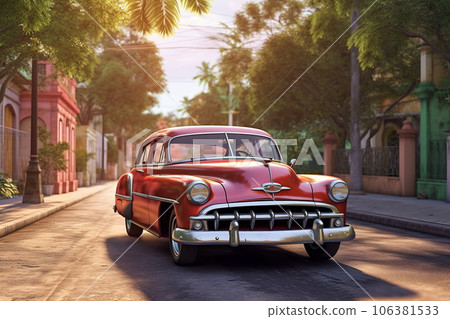 Old Havana downtown Street with old car 106381533