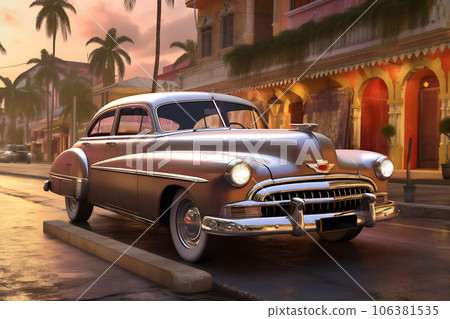 Old Havana downtown Street with old car 106381535