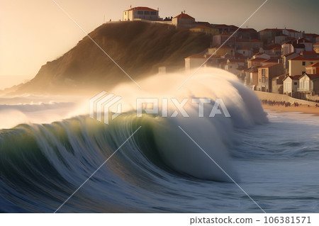 Big wave in the ocean, great for surfing 106381571