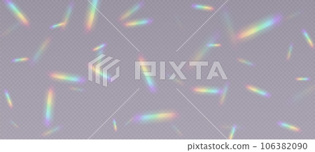 Rainbow refraction overlay, prism light effect, leak flare. Rainbow refraction overlay, prism light effect, leak flare. 106382090