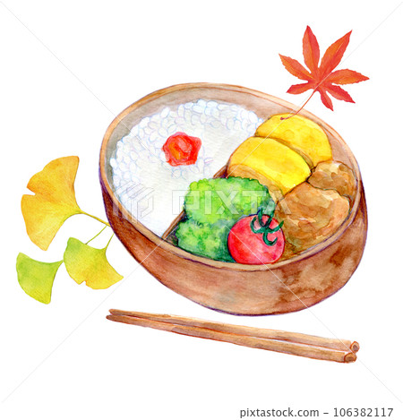 Watercolor illustration Autumn vacation lunch box Handmade lunch box Watercolor illustration Autumn vacation lunch box Handmade lunch box 106382117