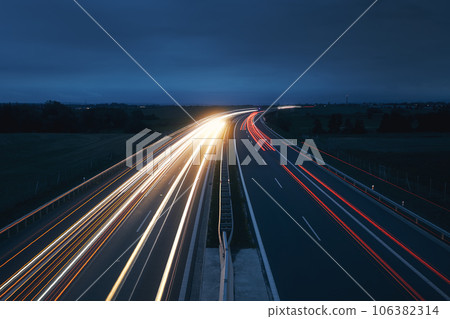 Multiple lane highway in countryside. Multiple lane highway in countryside. 106382314