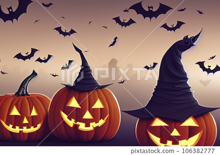 Halloween Bat Spider Web And Pumpkin Lantern PNG Images