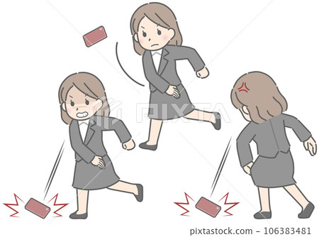 A young woman (suit) throwing a smartphone 106383481