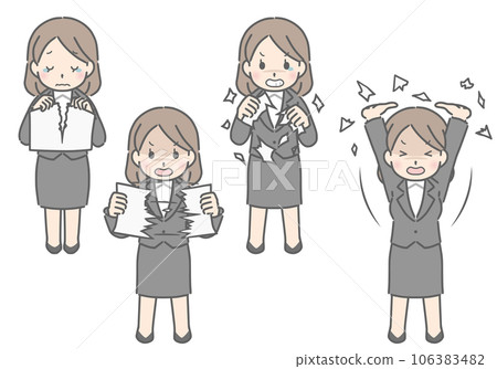 Young woman tearing paper (suit) 106383482