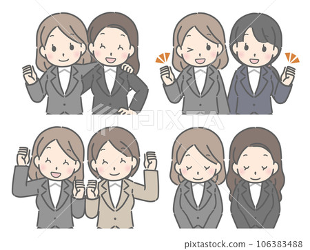 Young women posing as a duo (suits) Young women posing as a duo (suits) 106383488