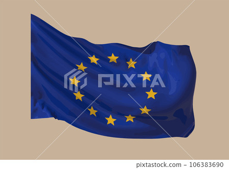 A waving flag of the European Union on a... - Stock Illustration ...