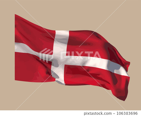 The flag of Denmark is fluttering in the wind. Vector. The flag of Denmark is fluttering in the wind. Vector. 106383696