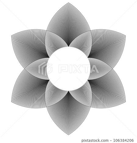 Abstract Decorative Geometric Halftone Radial Pattern in Flower Shape. Vector Art. 106384206